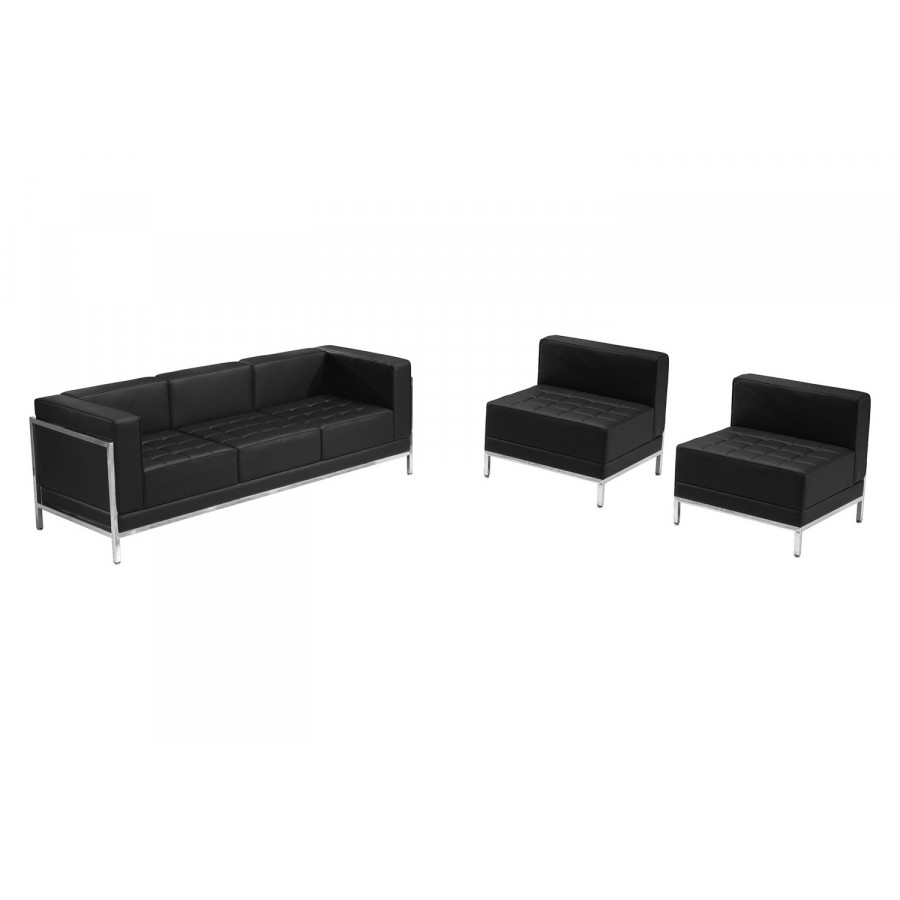 BLNK HERCULES Imagination Series Set 13 LeatherSoft Sofa and Chair Set - Black