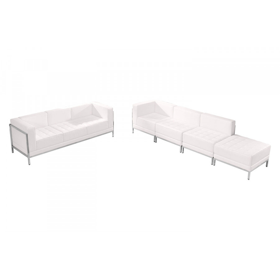 BLNK HERCULES Imagination Series LeatherSoft Sofa and Lounge Chair Set 5 Pieces - Melrose White