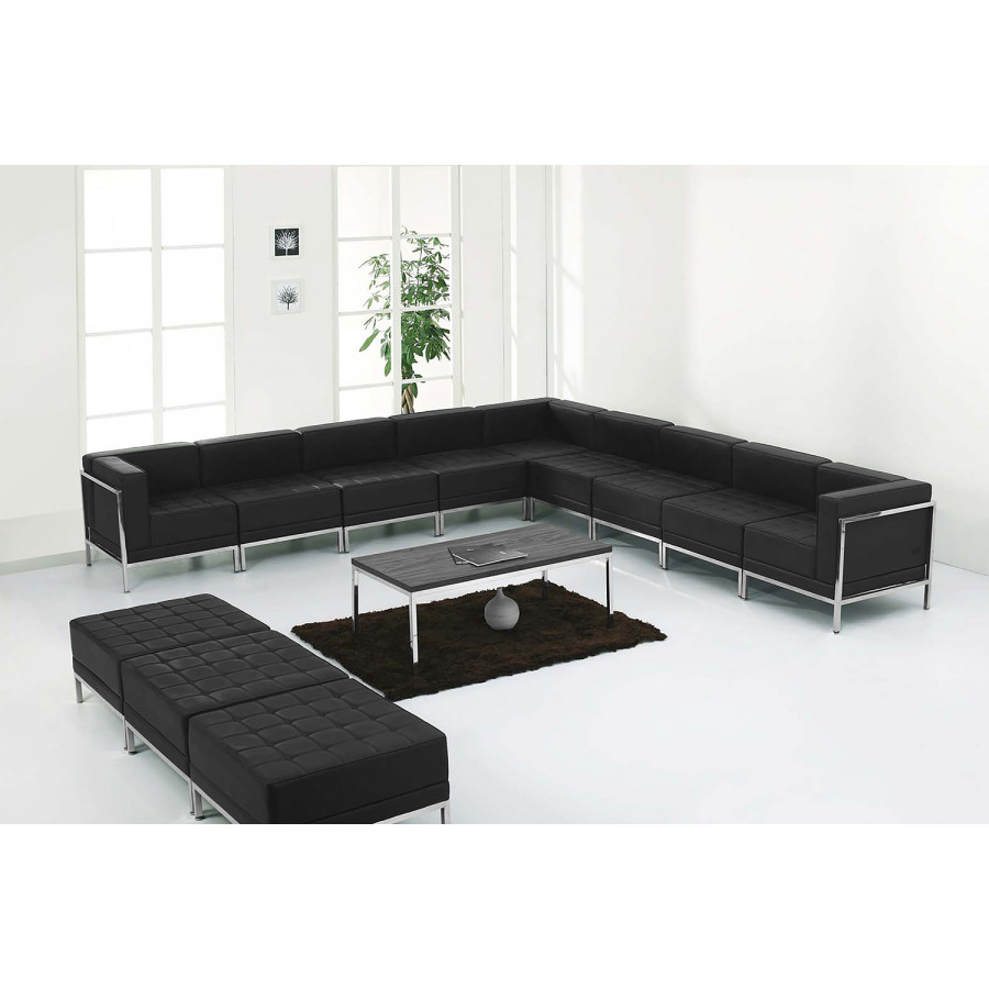 BLNK HERCULES Imagination Series LeatherSoft Sectional and Ottoman Set 12 Pieces - Black