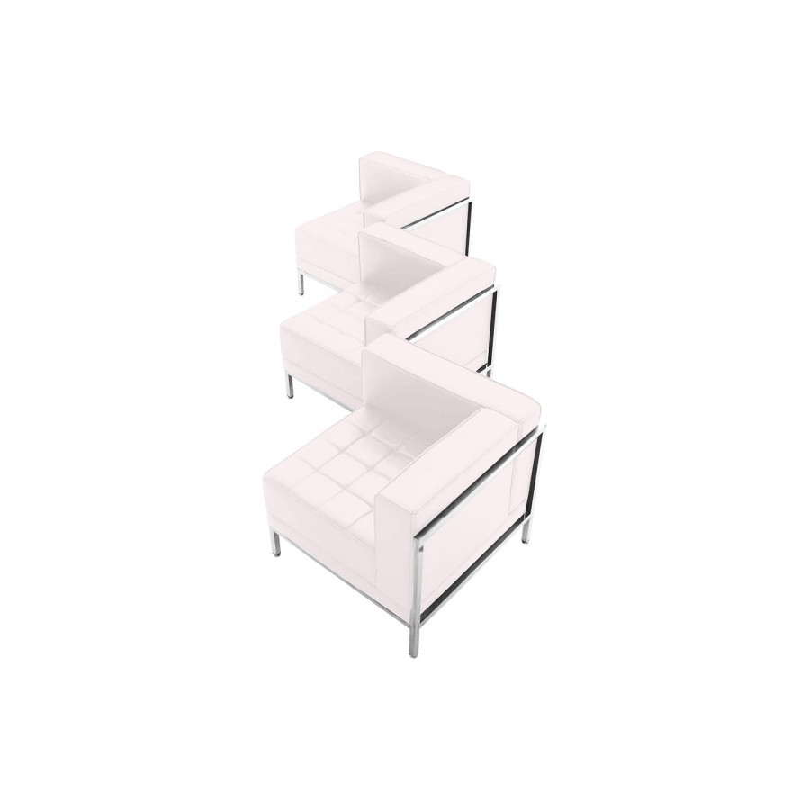 BLNK HERCULES Imagination Series LeatherSoft Corner Chair Set 3 Piece - Melrose White