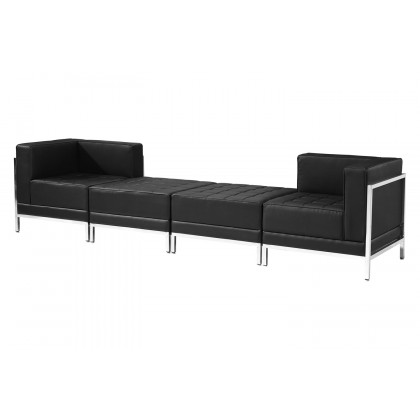 BLNK HERCULES Imagination Series Set 7 LeatherSoft Chair and Ottoman Set 4 Piece - Black