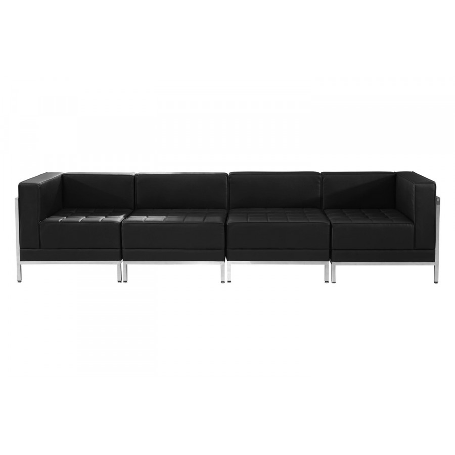 BLNK HERCULES Imagination Series Set 8 LeatherSoft Lounge Set 4 Piece - Black