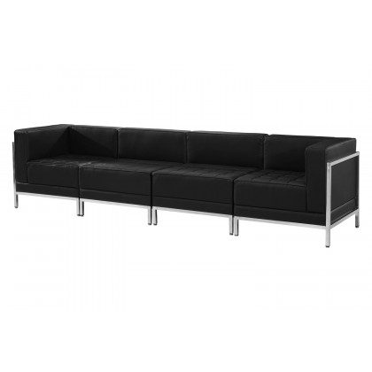 BLNK HERCULES Imagination Series Set 8 LeatherSoft Lounge Set 4 Piece - Black