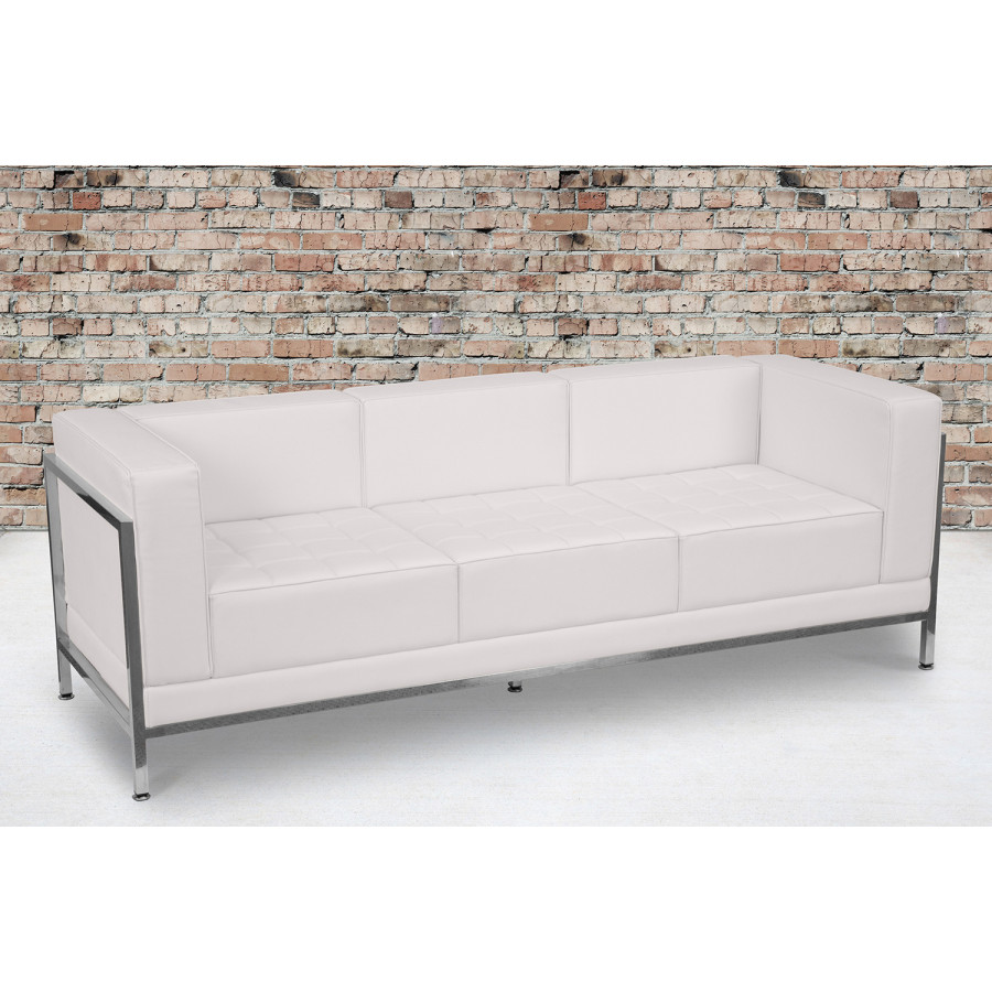 BLNK HERCULES Imagination Series LeatherSoft Contemporary Sofa with Encasing Frame - Melrose White