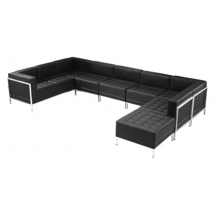 BLNK HERCULES Imagination Series LeatherSoft U-Shape Sectional Configuration 7 Pieces - Black