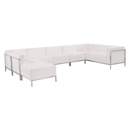 BLNK HERCULES Imagination Series LeatherSoft U-Shape Sectional Configuration 7 Pieces - Melrose White