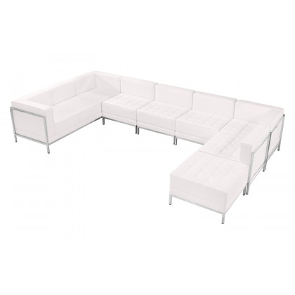 BLNK HERCULES Imagination Series LeatherSoft U-Shape Sectional Configuration 7 Pieces - Melrose White