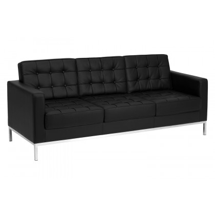 BLNK HERCULES Lacey Series LeatherSoft Contemporary Sofa with Stainless Steel Frame - Black