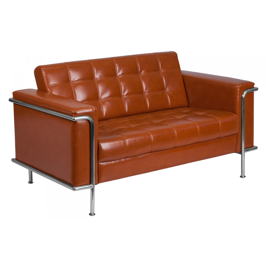 BLNK - HERCULES Lesley Series LeatherSoft Contemporary Loveseat with Encasing Frame in Cognac