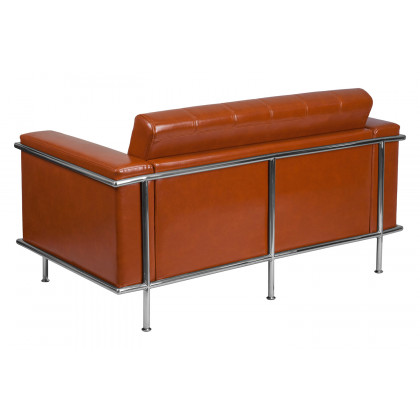 BLNK - HERCULES Lesley Series LeatherSoft Contemporary Loveseat with Encasing Frame in Cognac