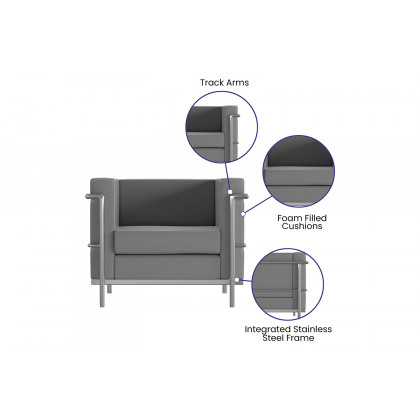 BLNK Hercules Regal Series LeatherSoft Contemporary Chair with Encasing Frame - Gray