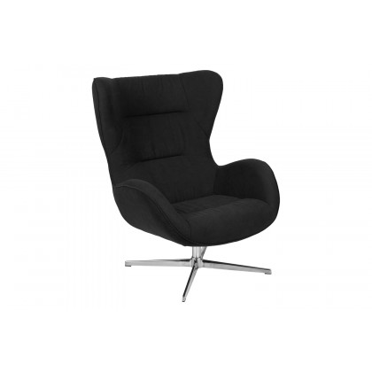 BLNK Rally Fabric Swivel Wing Chair - Black