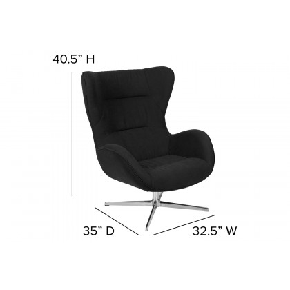 BLNK Rally Fabric Swivel Wing Chair - Black