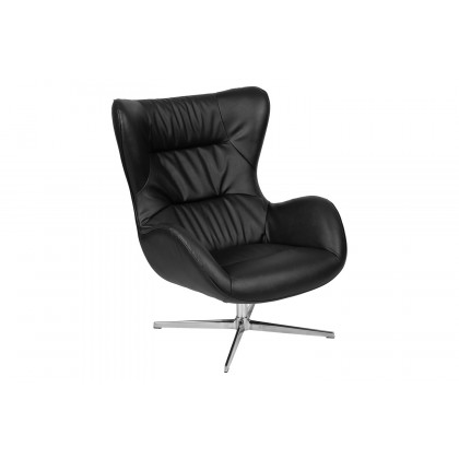 BLNK Rally LeatherSoft Swivel Wing Chair - Black