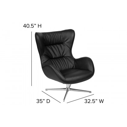 BLNK Rally LeatherSoft Swivel Wing Chair - Black