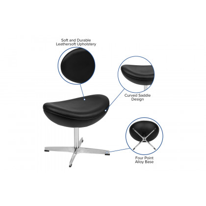 BLNK Rally LeatherSoft Saddle Wing Ottoman - Black