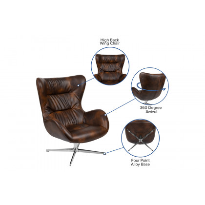 BLNK Rally LeatherSoft Swivel Wing Chair - Bomber Jacket
