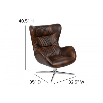 BLNK Rally LeatherSoft Swivel Wing Chair - Bomber Jacket