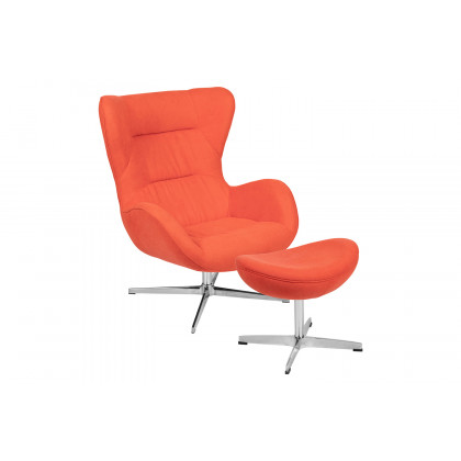 BLNK - Rally Fabric Swivel Wing Chair and Ottoman Set