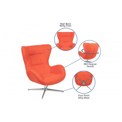 BLNK - Rally Fabric Swivel Wing Chair and Ottoman Set