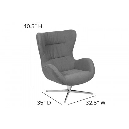 BLNK Rally Fabric Swivel Wing Chair - Gray
