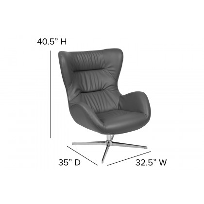 BLNK Rally LeatherSoft Swivel Wing Chair - Gray
