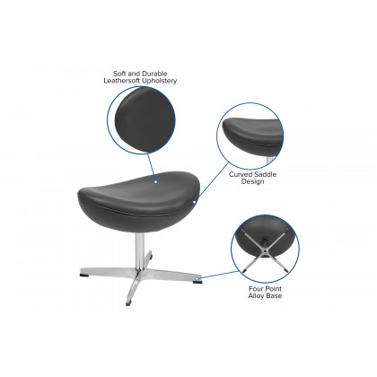 BLNK Rally LeatherSoft Saddle Wing Ottoman - Gray