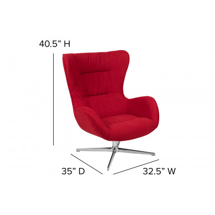 BLNK Rally Fabric Swivel Wing Chair - Red