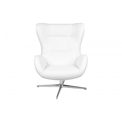 BLNK Rally LeatherSoft Swivel Wing Chair - White
