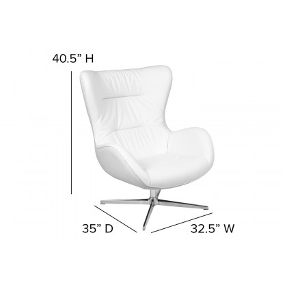 BLNK Rally LeatherSoft Swivel Wing Chair - White