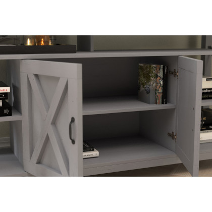 BLNK Wyatt Modern Farmhouse Tall TV Console Cabinet with Storage Cabinets and Shelves for TV's up to 60" - Coastal Gray