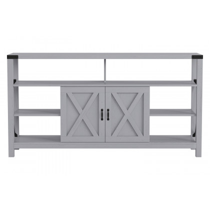 BLNK Wyatt Modern Farmhouse Tall TV Console Cabinet with Storage Cabinets and Shelves for TV's up to 60" - Coastal Gray