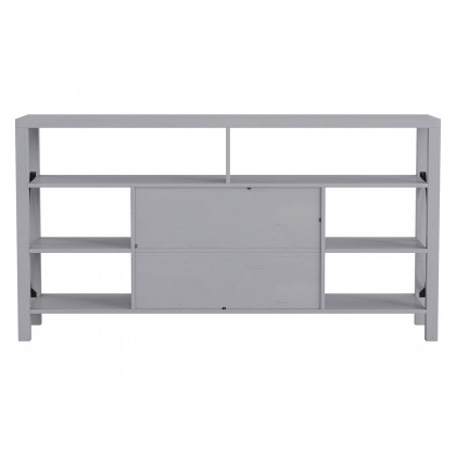 BLNK Wyatt Modern Farmhouse Tall TV Console Cabinet with Storage Cabinets and Shelves for TV's up to 60" - Coastal Gray