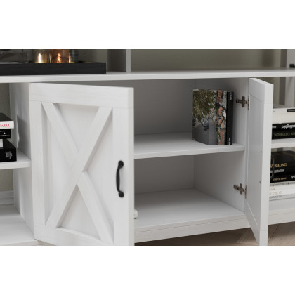 BLNK Wyatt Modern Farmhouse Tall TV Console Cabinet with Storage Cabinets and Shelves for TV's up to 60" - White/Rustic Oak