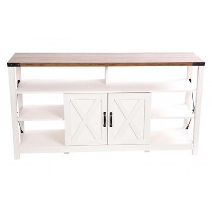 BLNK Wyatt Modern Farmhouse Tall TV Console Cabinet with Storage Cabinets and Shelves for TV's up to 60" - White/Rustic Oak