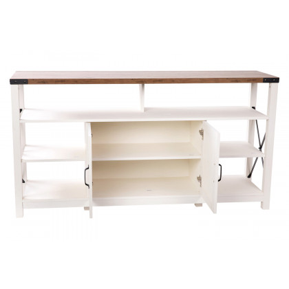 BLNK Wyatt Modern Farmhouse Tall TV Console Cabinet with Storage Cabinets and Shelves for TV's up to 60" - White/Rustic Oak