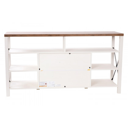 BLNK Wyatt Modern Farmhouse Tall TV Console Cabinet with Storage Cabinets and Shelves for TV's up to 60" - White/Rustic Oak