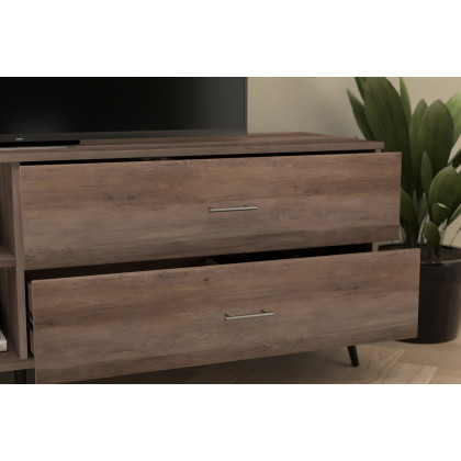 BLNK Nelson Mid Century Modern TV Stand for up to 60" TV's with Adjustable Shelf and Storage Drawers - Walnut