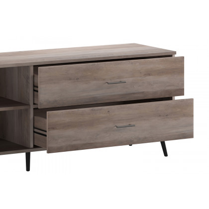 BLNK Nelson Mid Century Modern TV Stand for up to 60" TV's with Adjustable Shelf and Storage Drawers - Walnut