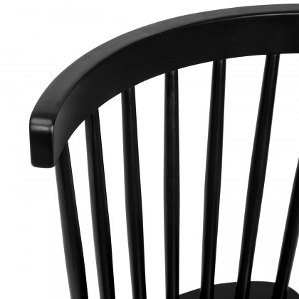 BLNK Ingrid Commercial Windsor Dining Chairs, Solid Wood Armless Spindle Back Restaurant Dining Chairs Set of 2 - Black