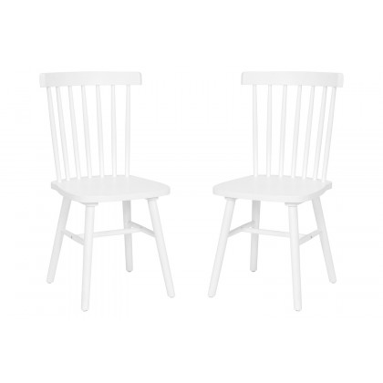 BLNK Ingrid Commercial Windsor Dining Chairs, Solid Wood Armless Spindle Back Restaurant Dining Chairs Set of 2 - White