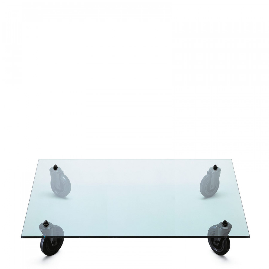 FontanaArte Tavolo Con Ruote Medium Coffee Table - Transparent/Black, Glass/Metal