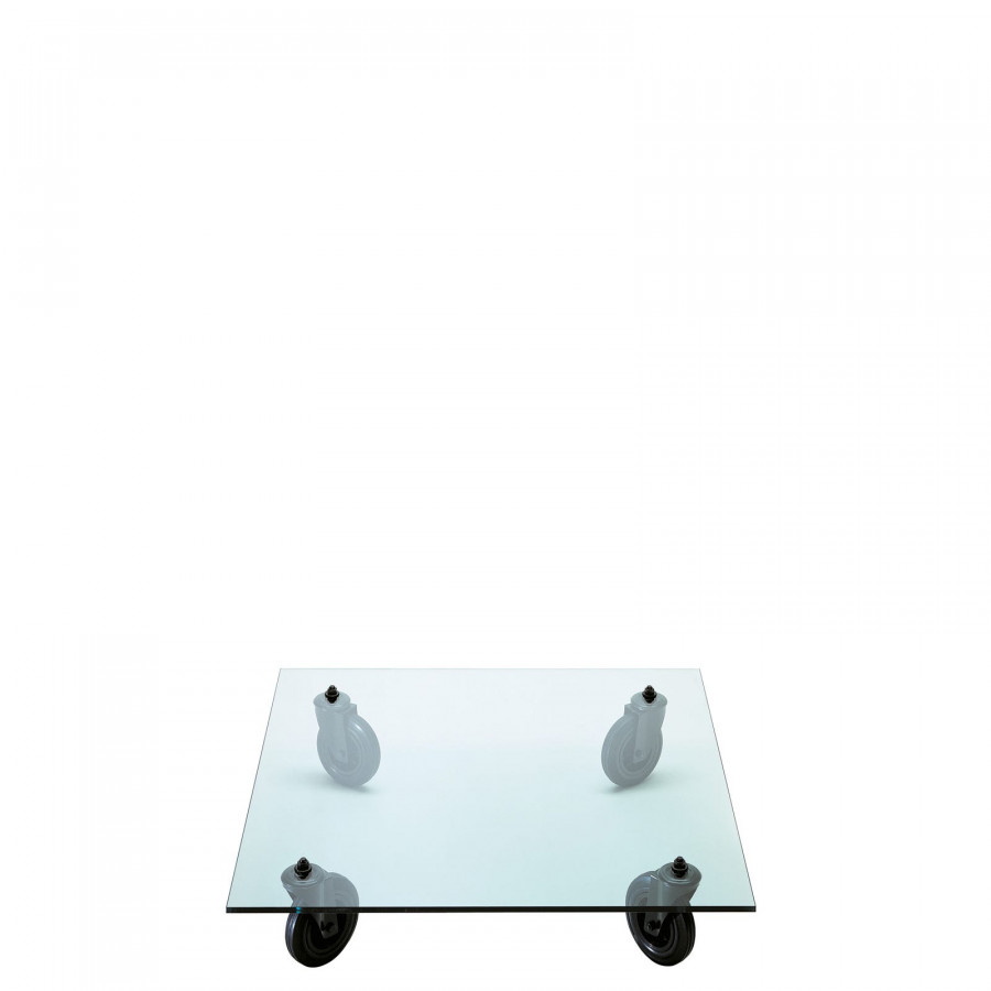 FontanaArte Tavolo Con Ruote Large Coffee Table - Transparent/Black, Glass/Metal