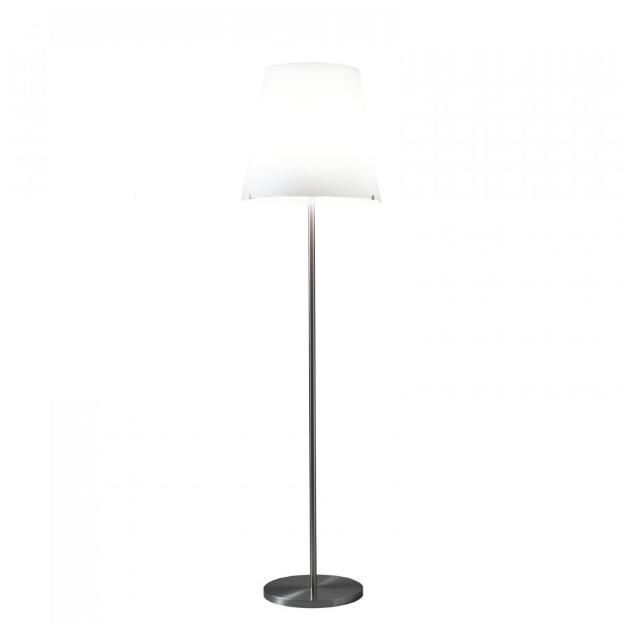 FontanaArte 3247 Medium Floor Lamp - Satined Nickel-Plated/White, Glass/Metal