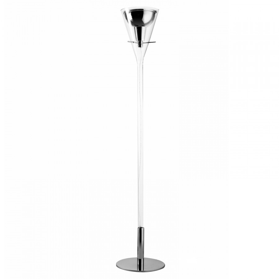 FontanaArte Flute Large Floor Lamp - Transparent/Chrome, Glass/Metal