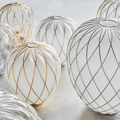 FontanaArte Pinecone Medium Table Lamp - Chrome/White, Glass/Galvanized Metal