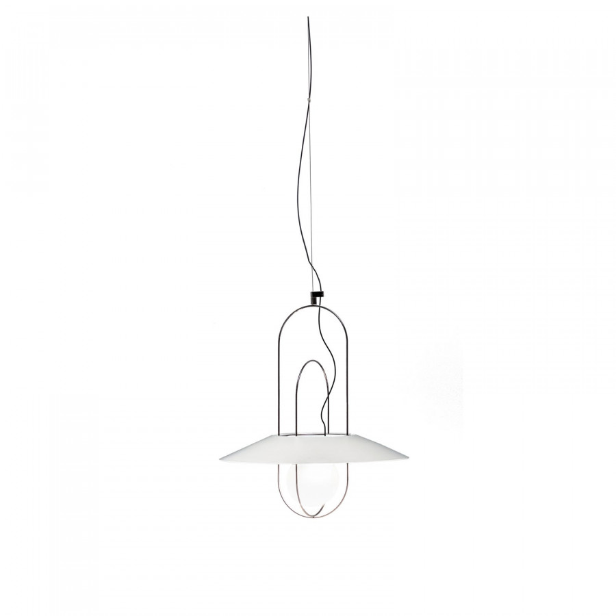 FontanaArte Setareh Small Spherical Diffuser Suspension Lamp - Glossy Black/White