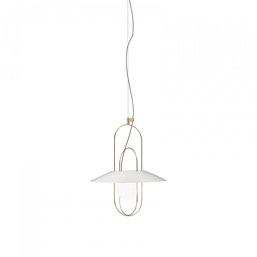 FontanaArte Setareh Small Spherical Diffuser Suspension Lamp - Glossy Gold/White