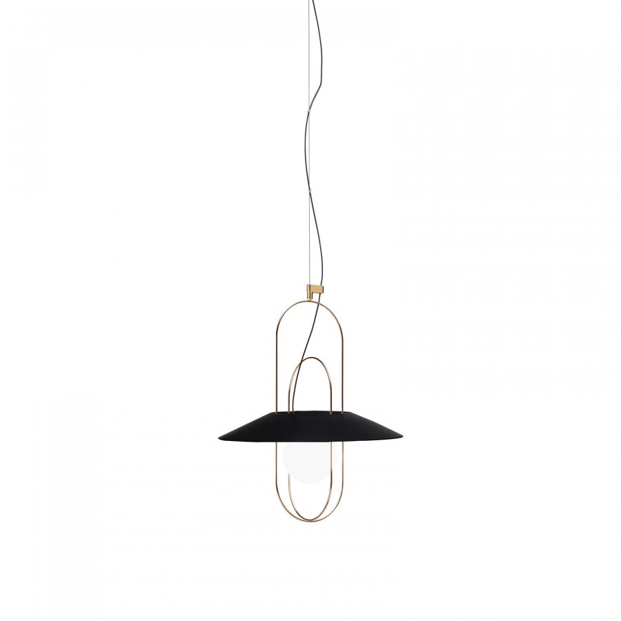 FontanaArte Setareh Small Suspension Lamp - Glossy Gold/Black, Glass/Galvanized Metal
