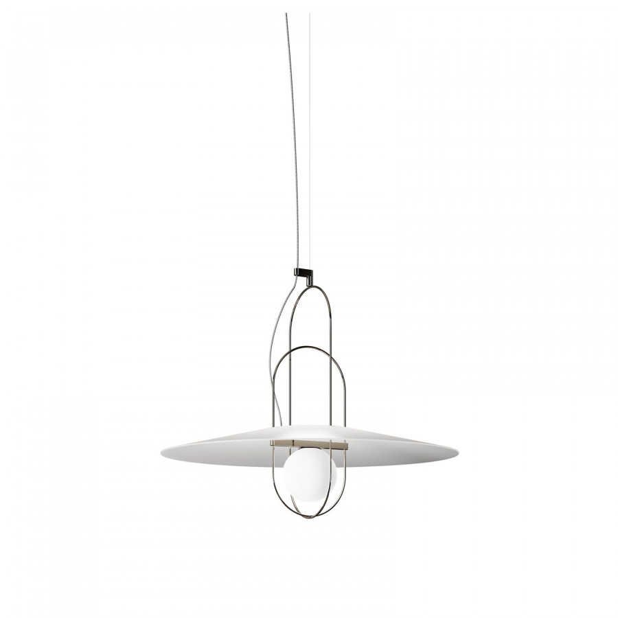 FontanaArte Setareh Medium Spherical Diffuser Suspension Lamp - Glossy Black/White